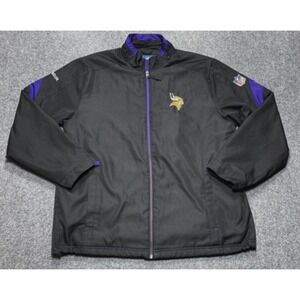 Minnesota Vikings Jacket Mens Large Black Purple NFL Football Reebok On Field